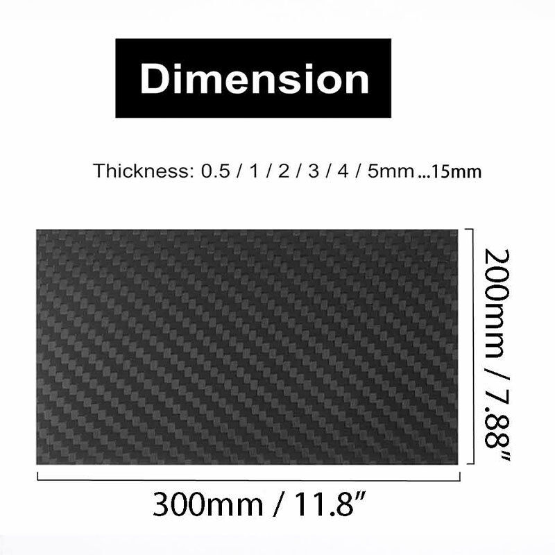 300mm x 200mm Twill Matte Carbon Fiber Plate Sheet High Strength Light Weight